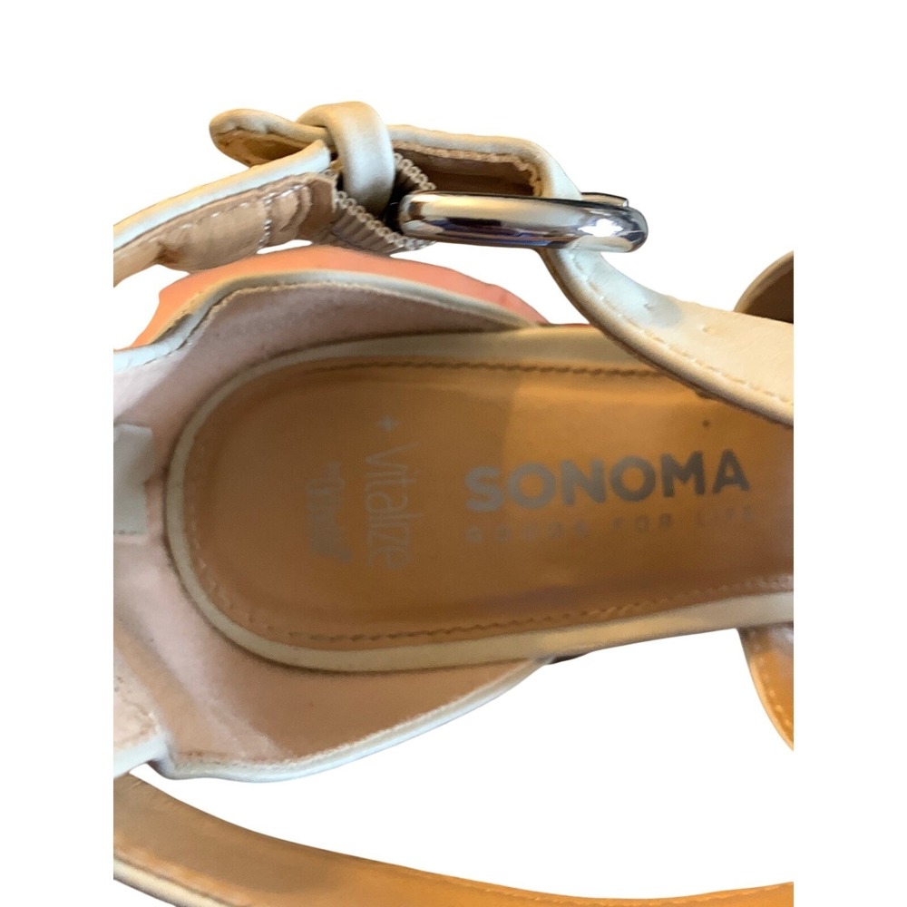 Sonoma Women's Heeled Sandals Peep Toe‎ Criss Cross Ankle Strap Neutral Casual - Picture 6 of 6